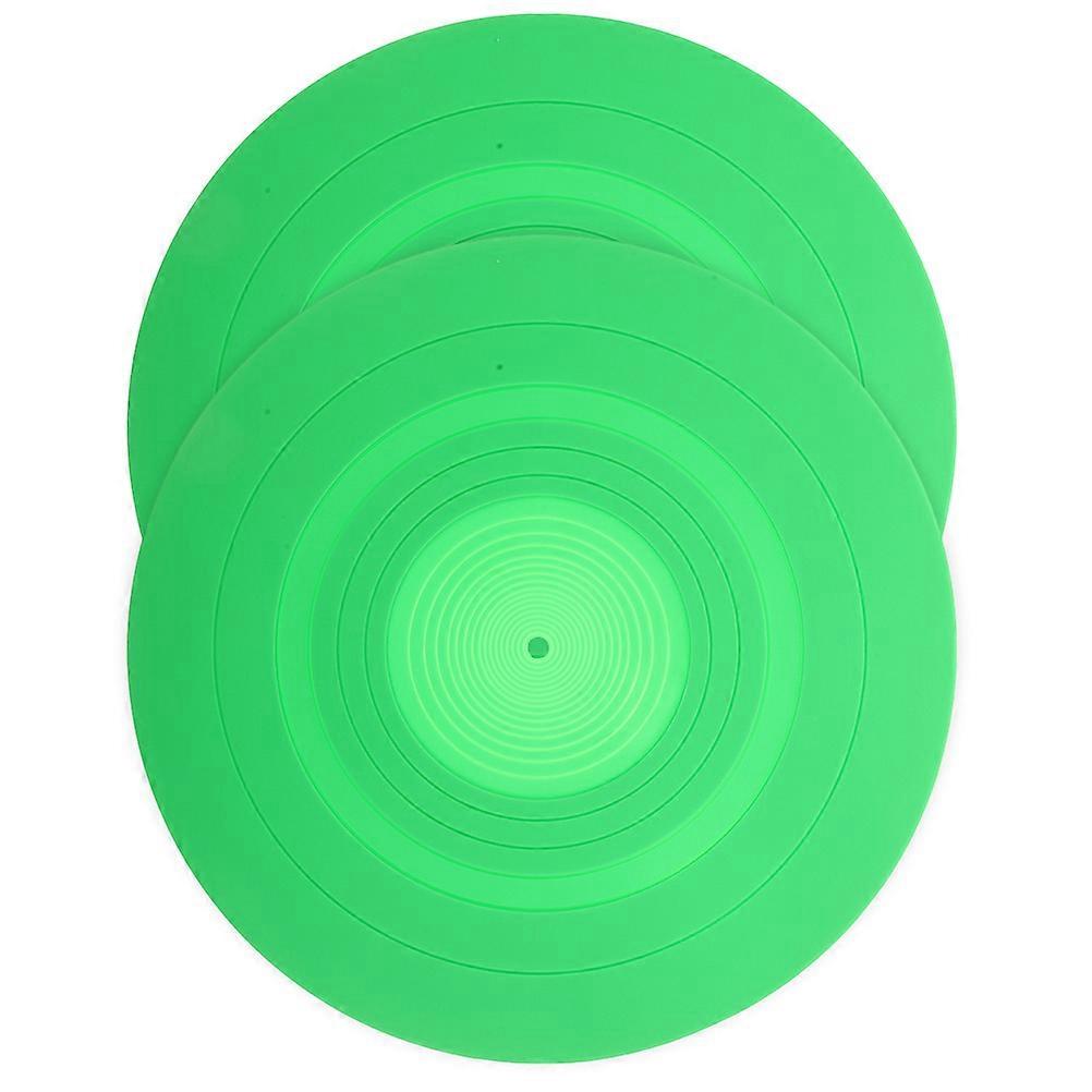 Vinyl Record Player Pad 2Pack Replacement Turntable Mats For Music Listening Home Use Green Silicone Features Protective