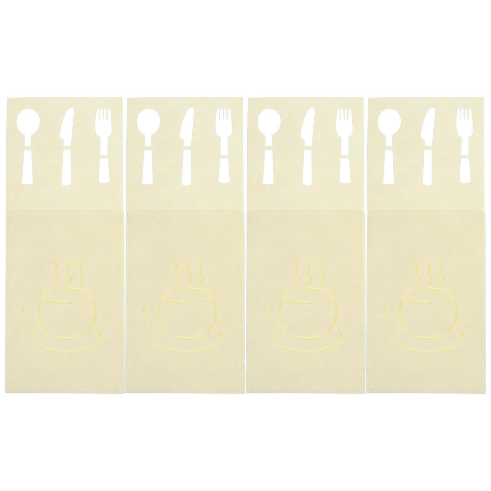 Cutlery Pouch 4Pcs Table Cutlery Pouches Housewarming Gift Beige 毛毡 Festive Atmosphere