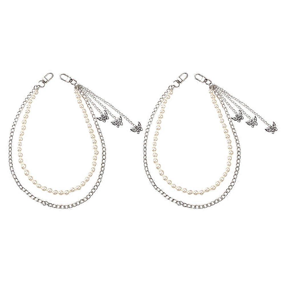Silver Butterfly Pants Chain Double-Layer Design for Decor 2Pcs