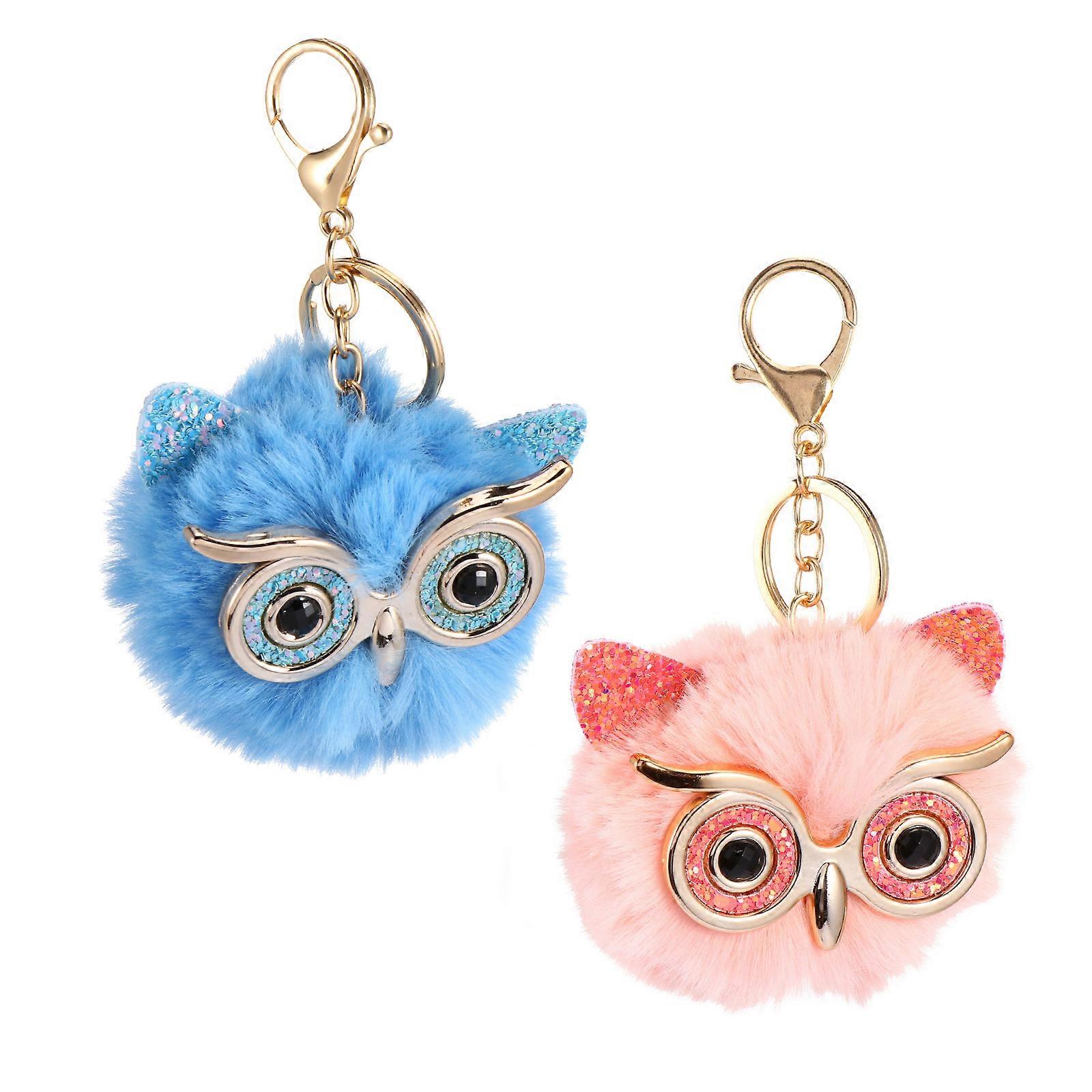 Owl Ball Key Chain 2Pcs Assorted Color Metal Versatile Hanging Options Key Pendant for Decor