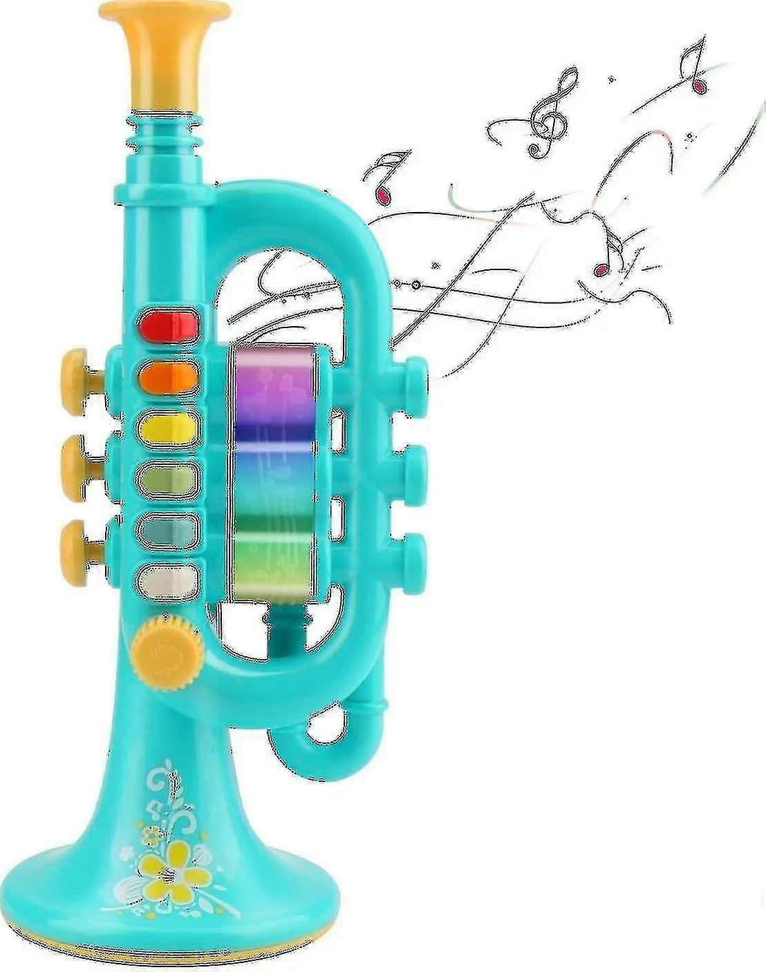 Brinquedos de trompete Cestmall, Trompete de chifre com música Trompete portátil para crianças Trompete de plástico de brinquedo com Li