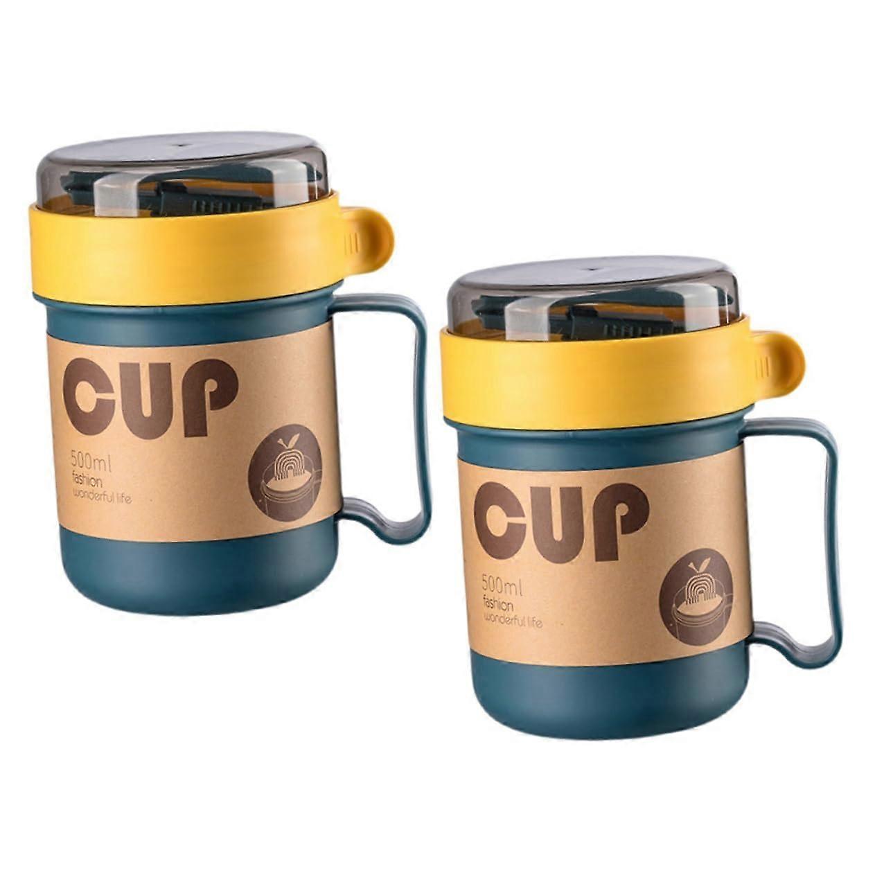 Thermal Portable Reusable Milk Cups For Household, Breakfast Oatmeal Bowls, Blue