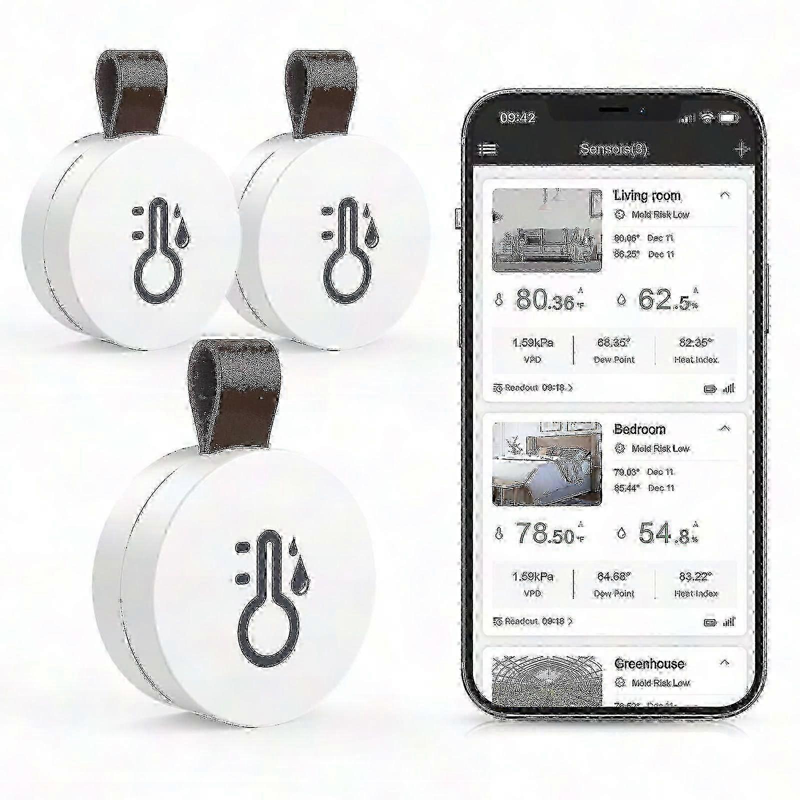 Wireless Bluetooth Thermometer Hygrometer with Smart Sensor App, Data Logger for Baby Room, Wine Cellar, Bedroom
