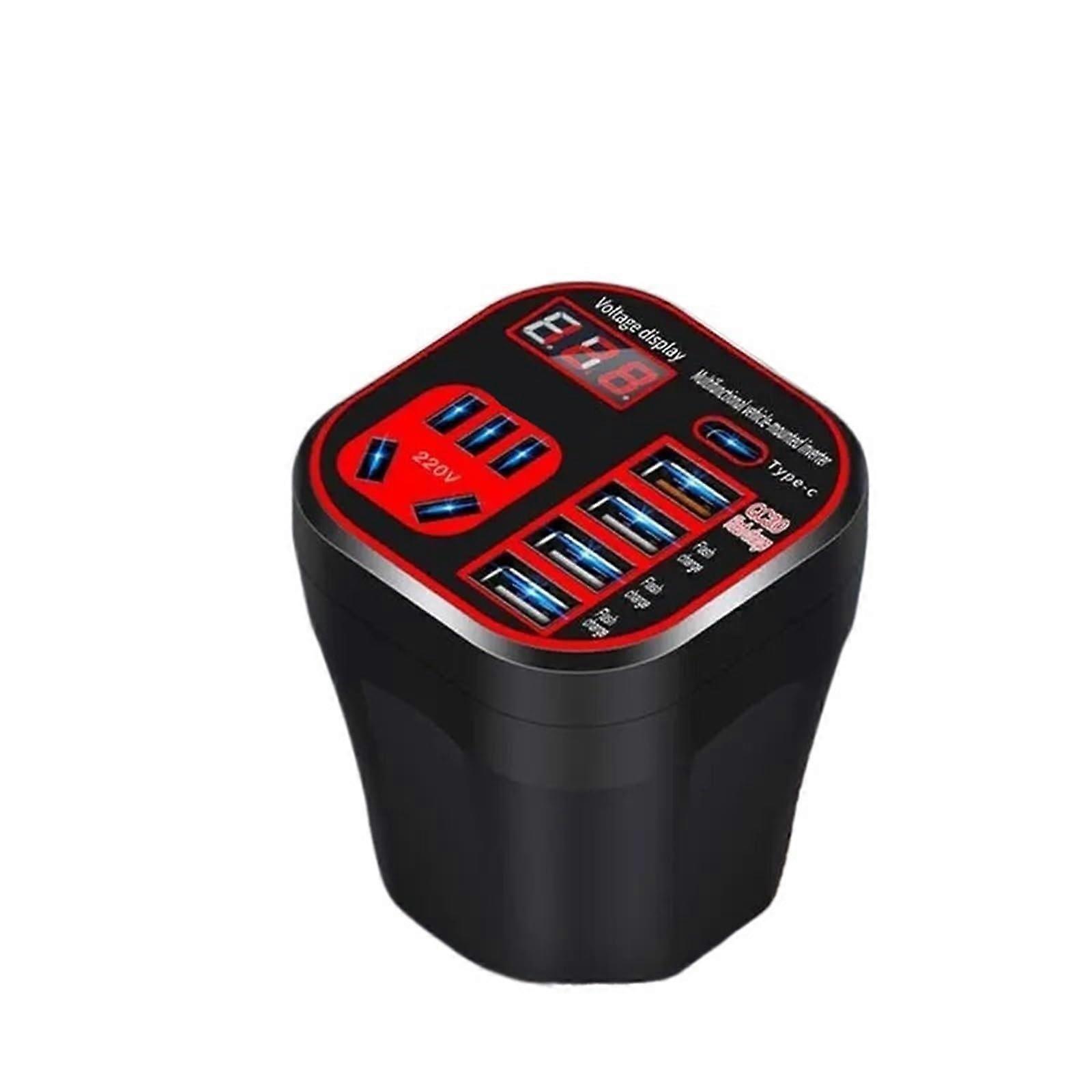 Car Converter Cup Holder Inverter 150W Portable Plug Adapter for Auto Electronics Accessories Compatible with Most Vehicles