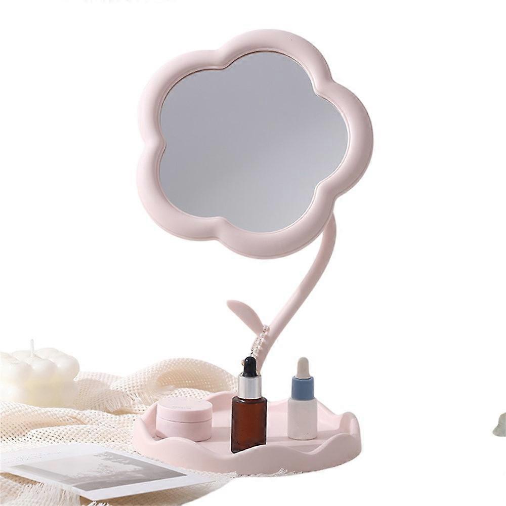 Size L Cute Flower Shape High Definition Makeup Mirror Decorative Desktop Cosmetic Vanity Mirror with Base