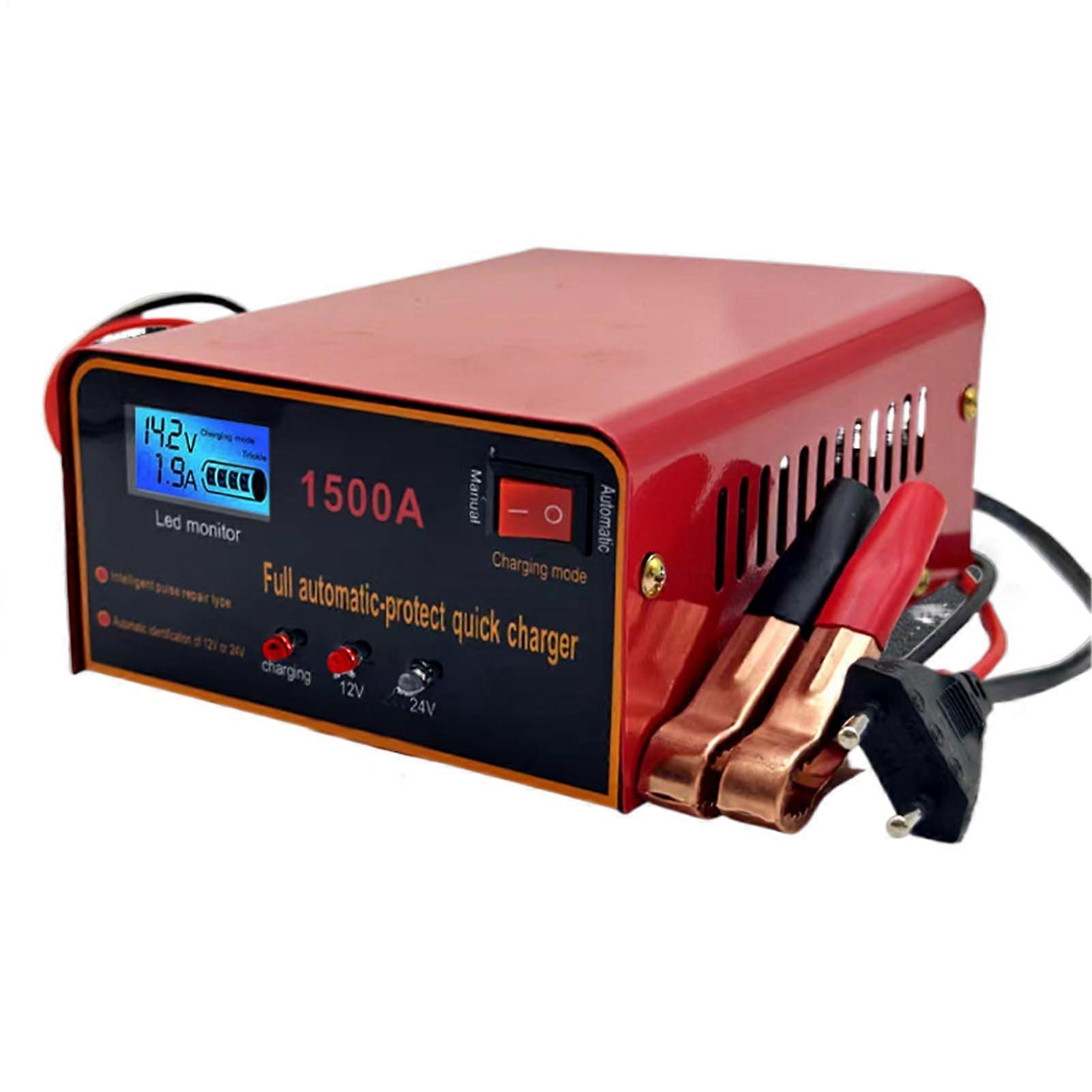 Batterilader Vedlikeholdslader for motorsykkelbatterier Hurtiglading Bærbar kompressor Sikkerhetsbeskyttelse for bobiler, traktorer, lastebiler, båter