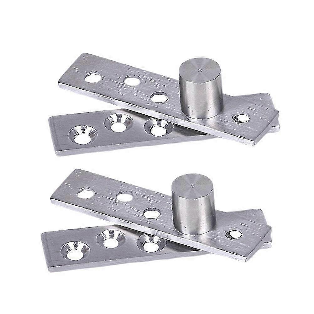 2Pc 360 Degree Rotating Hinge Stainless Steel Door Pivot Up Down Shaft Furniture Hinges with Eccentric Shaft Size L (Silver)
