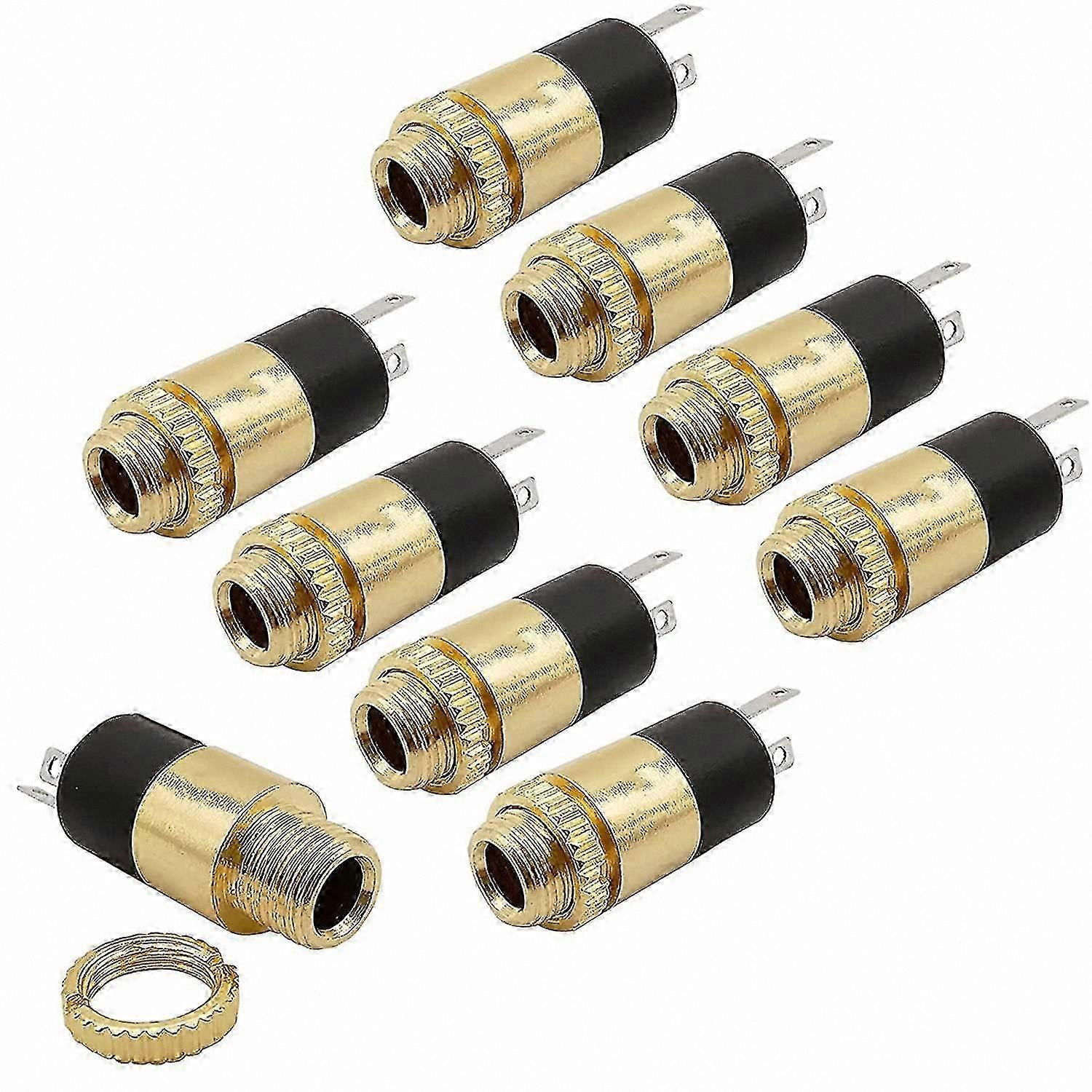 3.5mm Female Stereo Panel Mount Jack Socket Connector with Screw Nut for Electronics Projects (8 Pieces)