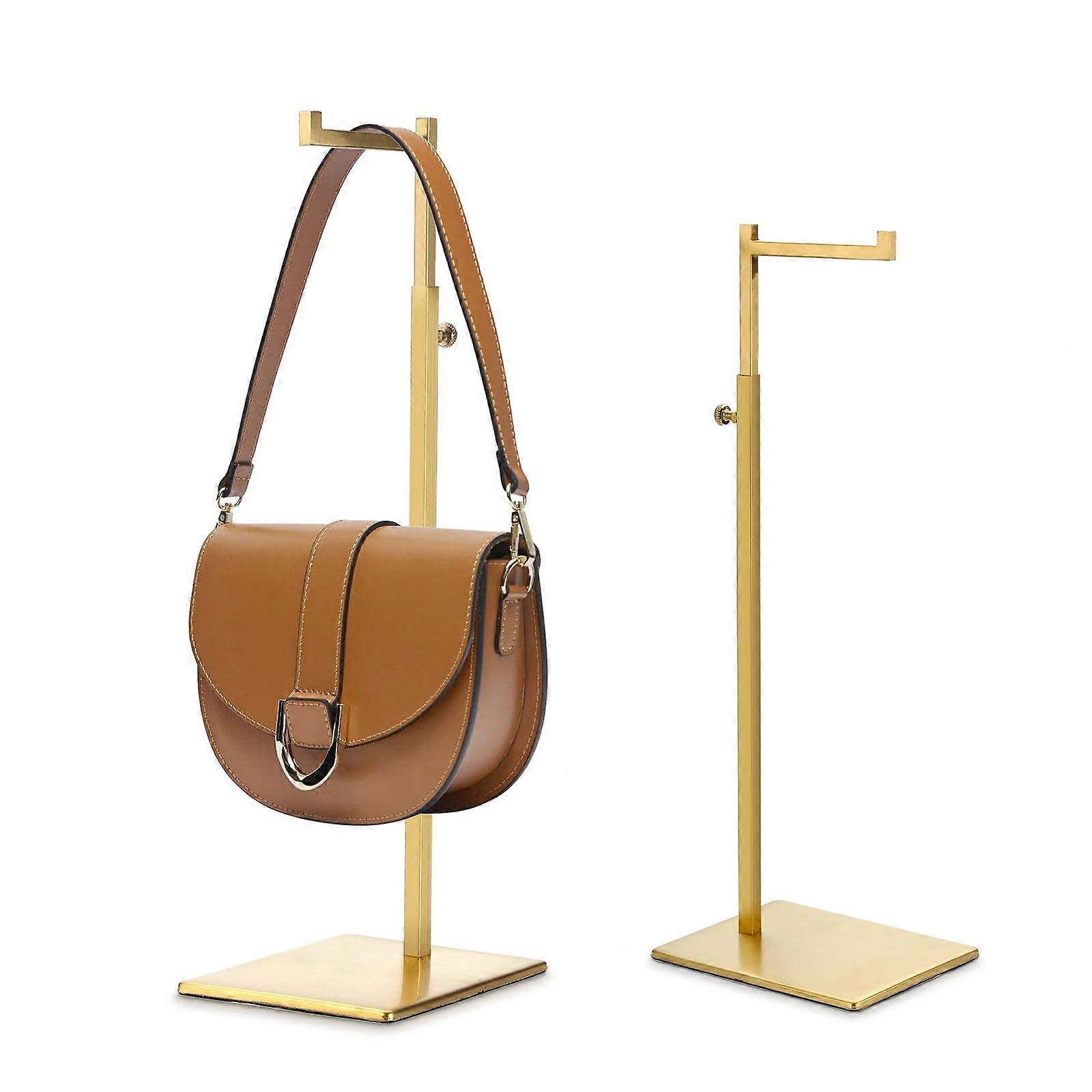 Handbag Display Stands Set of 2, Adjustable Height Rack 35–65 cm, Gold Finish, 7-Hook, For Handbags, Scarves, Hats