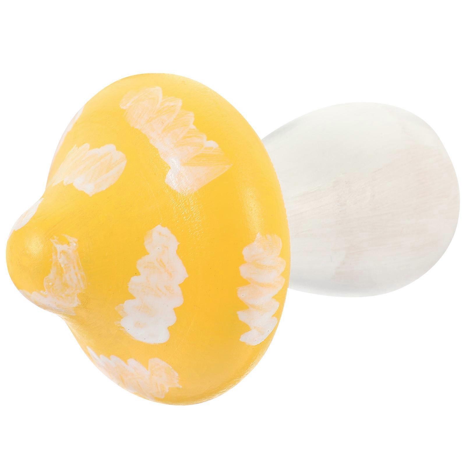 Mushroom Ornament Wood Decoration for Garden and Children's Room Yellow 1 Set