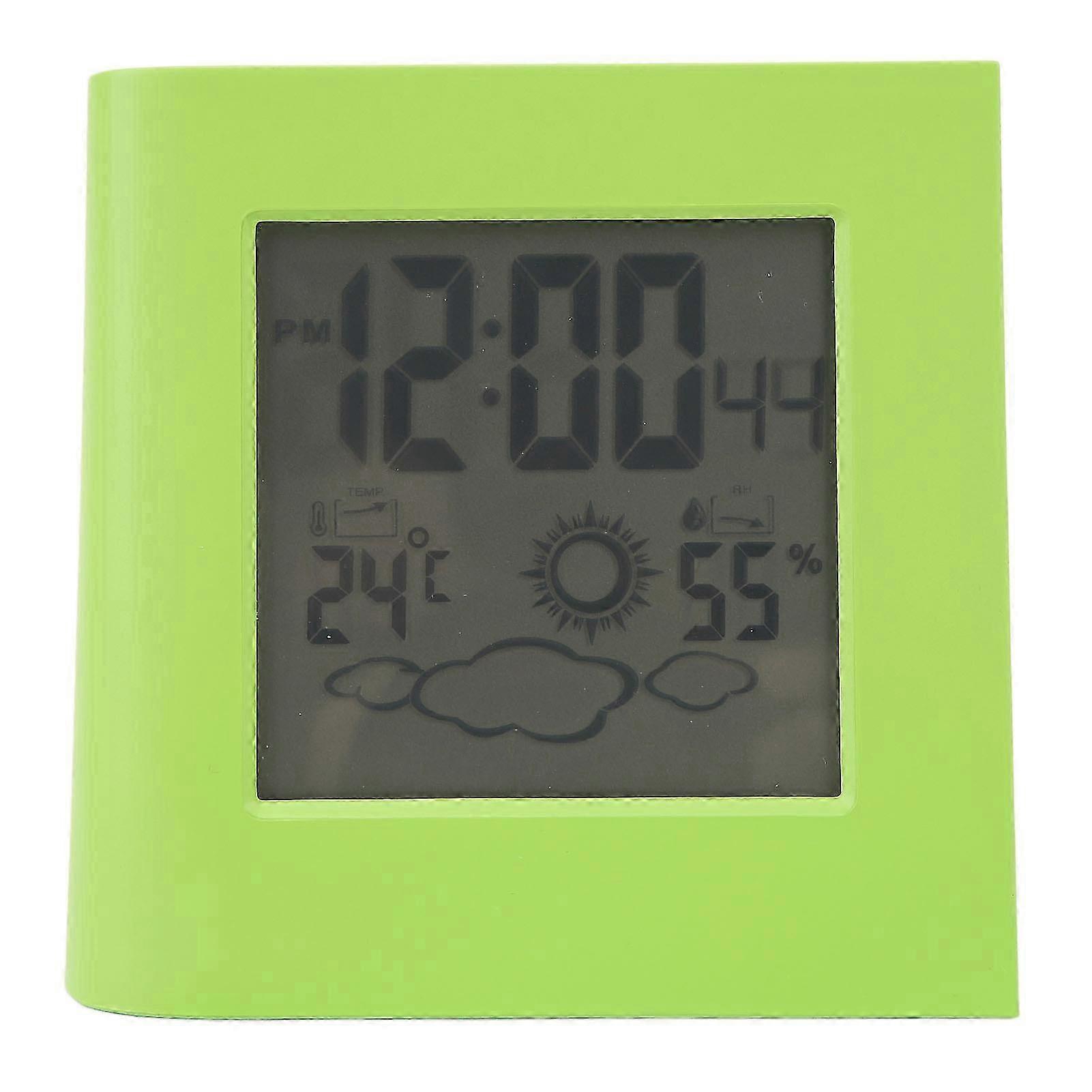 Solar Battery Dual Energy Alarm Clock Weather Forecast Temperature Humidity Alarm Clock Green Edition 0822