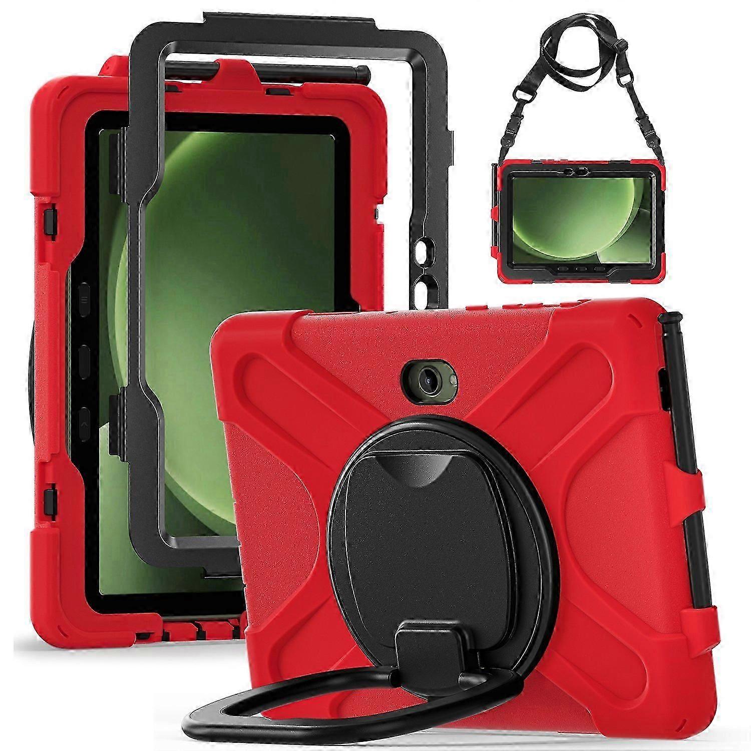 Galaxy Tab Active5 Pro Case with Shoulder Strap, Rugged TPU PC Silicone Kickstand Tablet Cover