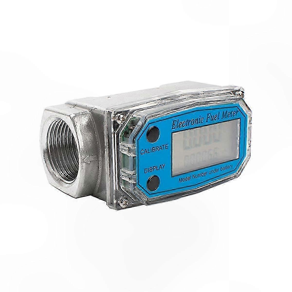 Digital Flow Meter with LCD Display for Water and Gasoline, 1 Inch Turbine Sensor for Liquid Measurement