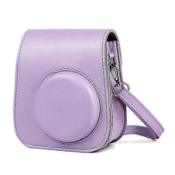 Suitable for Instax Fuji Mini11 Camera Bag Solid Color Protective Case One Shoulder Storage PU Photo Bag purple