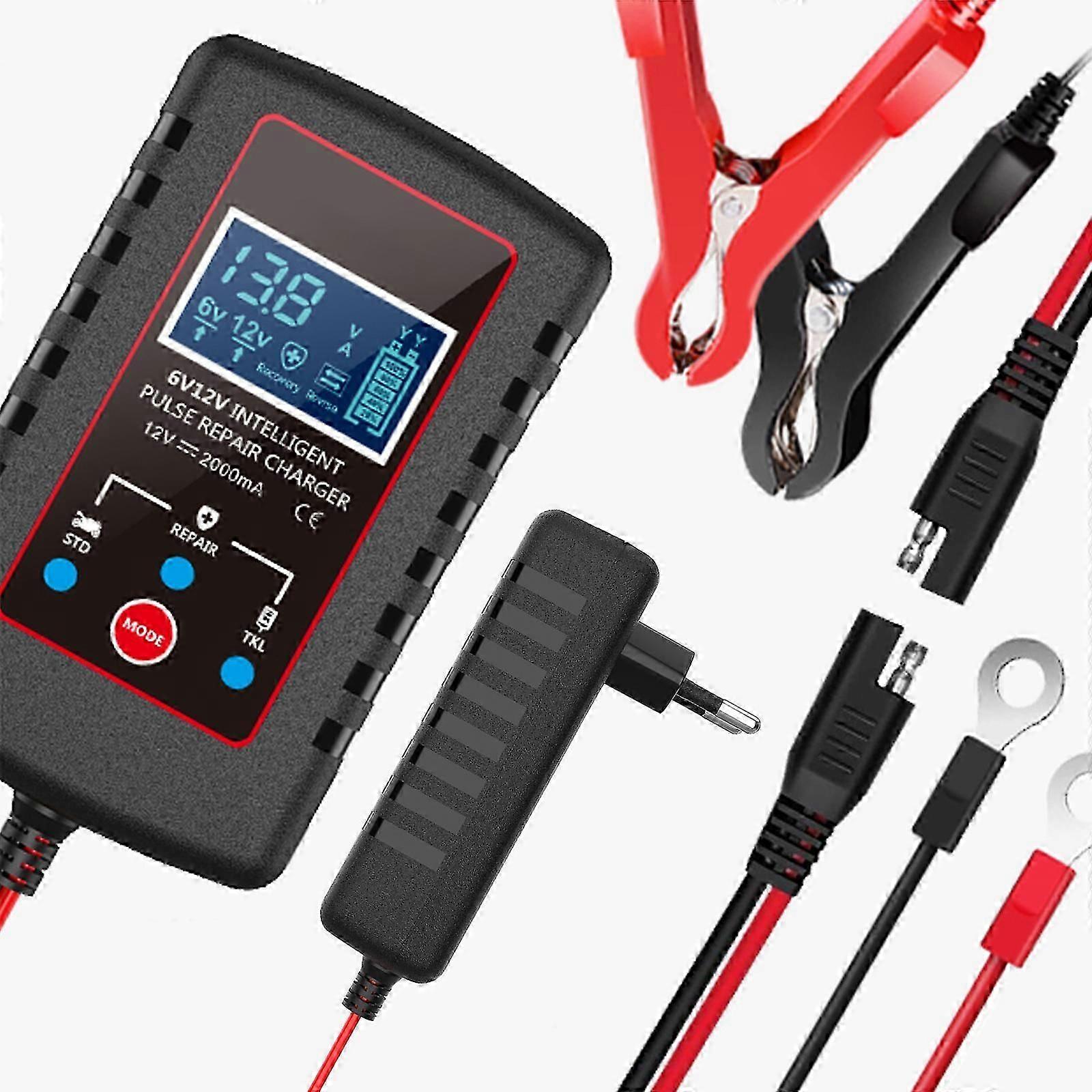 スマート全自動バッテリー充電器メンテナー、車、芝刈り機、オートバイ、ボート用バッテリー脱硫機