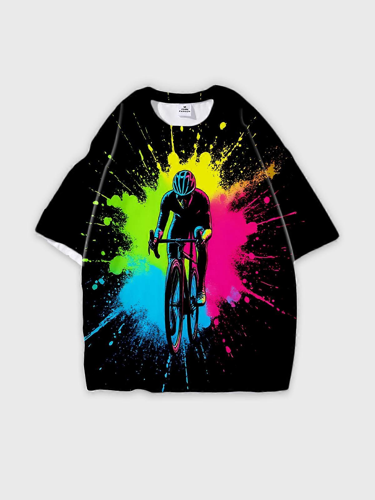 T-Shirt Round Neck, Loose Short Sleeve Pattern Graphic Tee, Unisex Summer Casual Top U1796