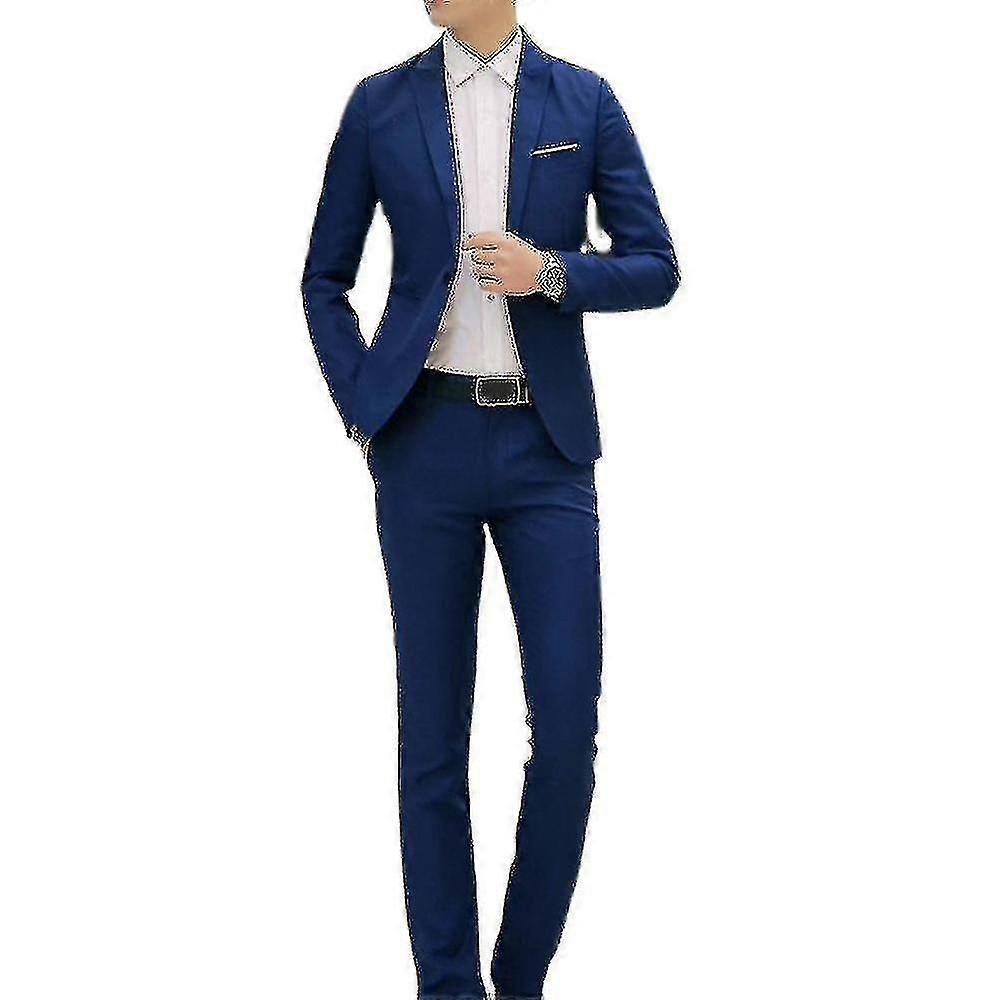 Men Business Formal 2 Pieces Tuxedo Suit Blazer Jacket And Trousers Set