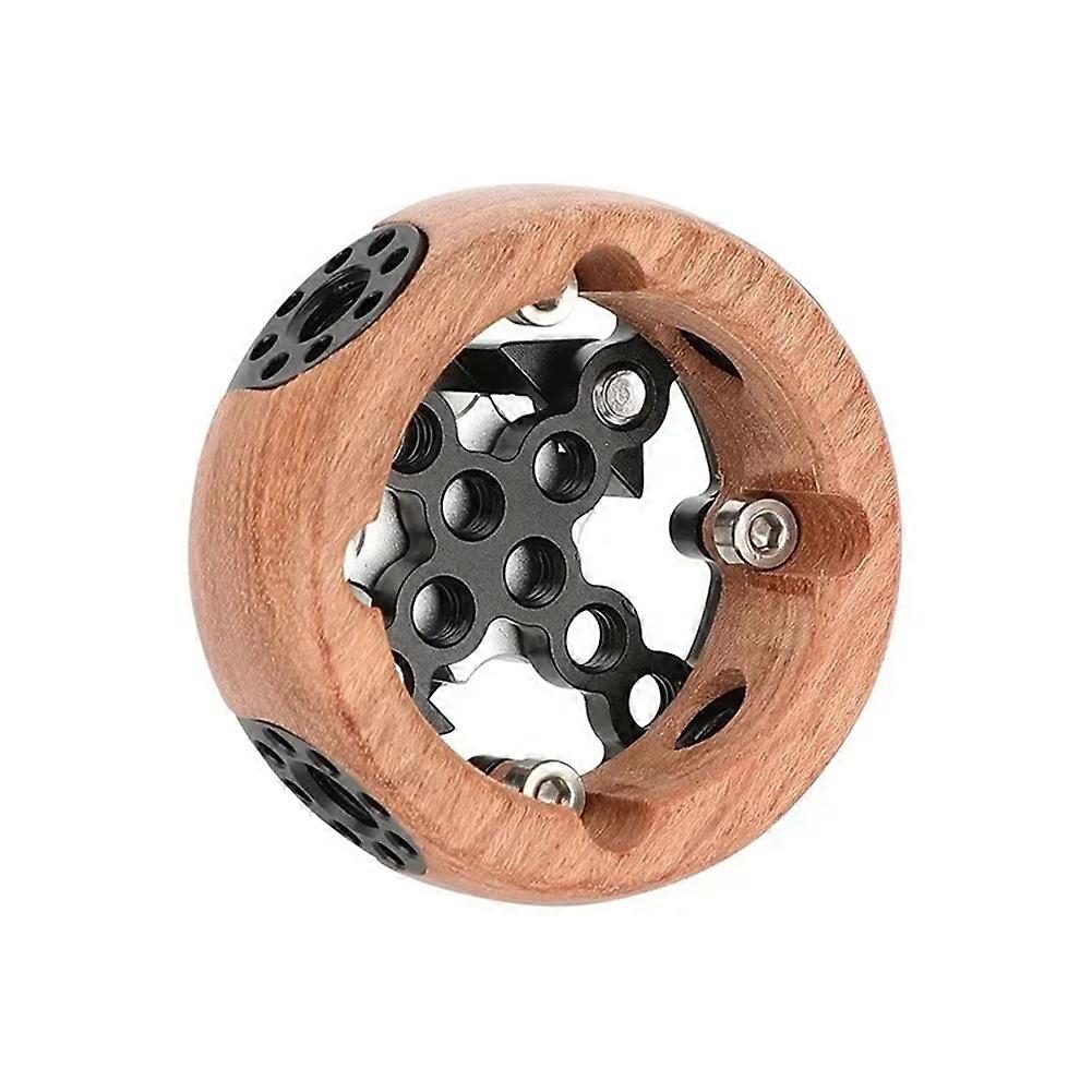 Round Camera Wooden Handgrip for Rosette M6 Thread Mount 1/4in 3/8in Screw Hole for DSLR Shoulder Rig Photography