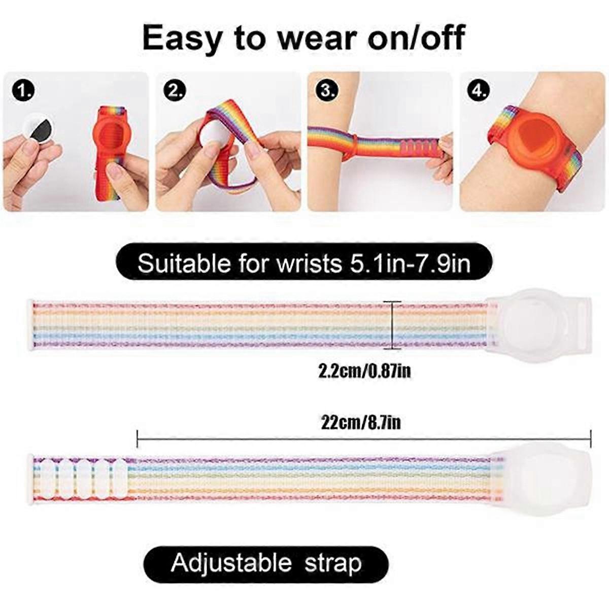 2 Pcs Kid Wristband Compatible with Protective Case for Air Tag GPS Tracker Holder with Nylon Bracelet A