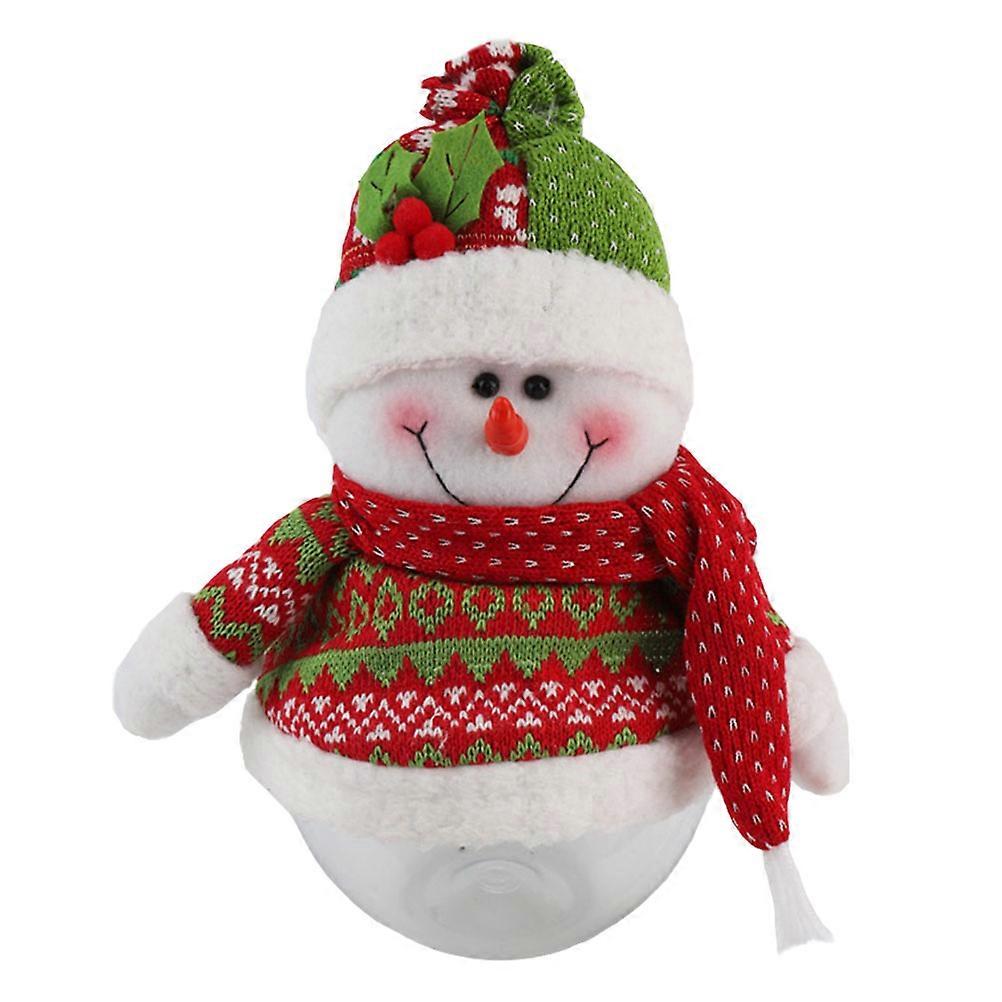 It sounds like you're describing a **festive Christmas candy jar** with a **cute snowman design** and a **transparent body**, perfect for holding
