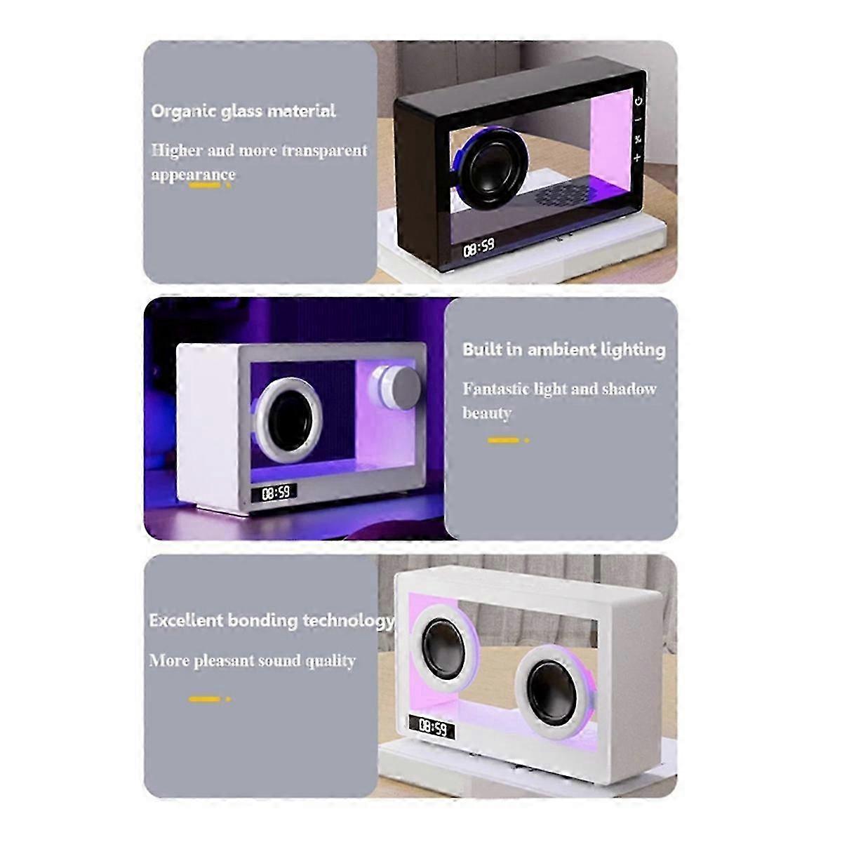Portable Retro Bluetooth Speaker Clock with RGB Light TF Card A F