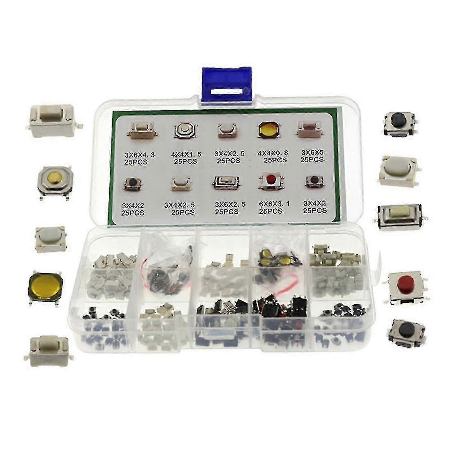 250Pcs Car Remote Control Key Switch Repair Small Switch Tactile Push Button Switches Component Pack