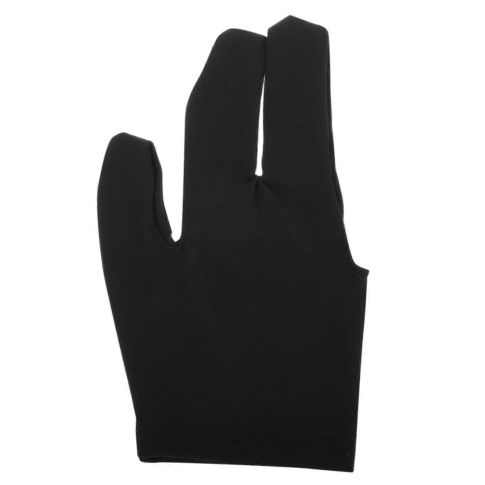 Three Finger Billiard Gloves Ambidextrous Fit, Breathable Mesh, Antislip Grip, Black, Pool Snooker Accessories