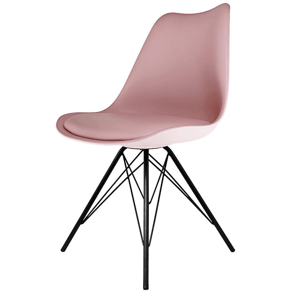 Fusion Living Soho Blush Pink Plastic Spisebordsstol med Sorte Metal Ben