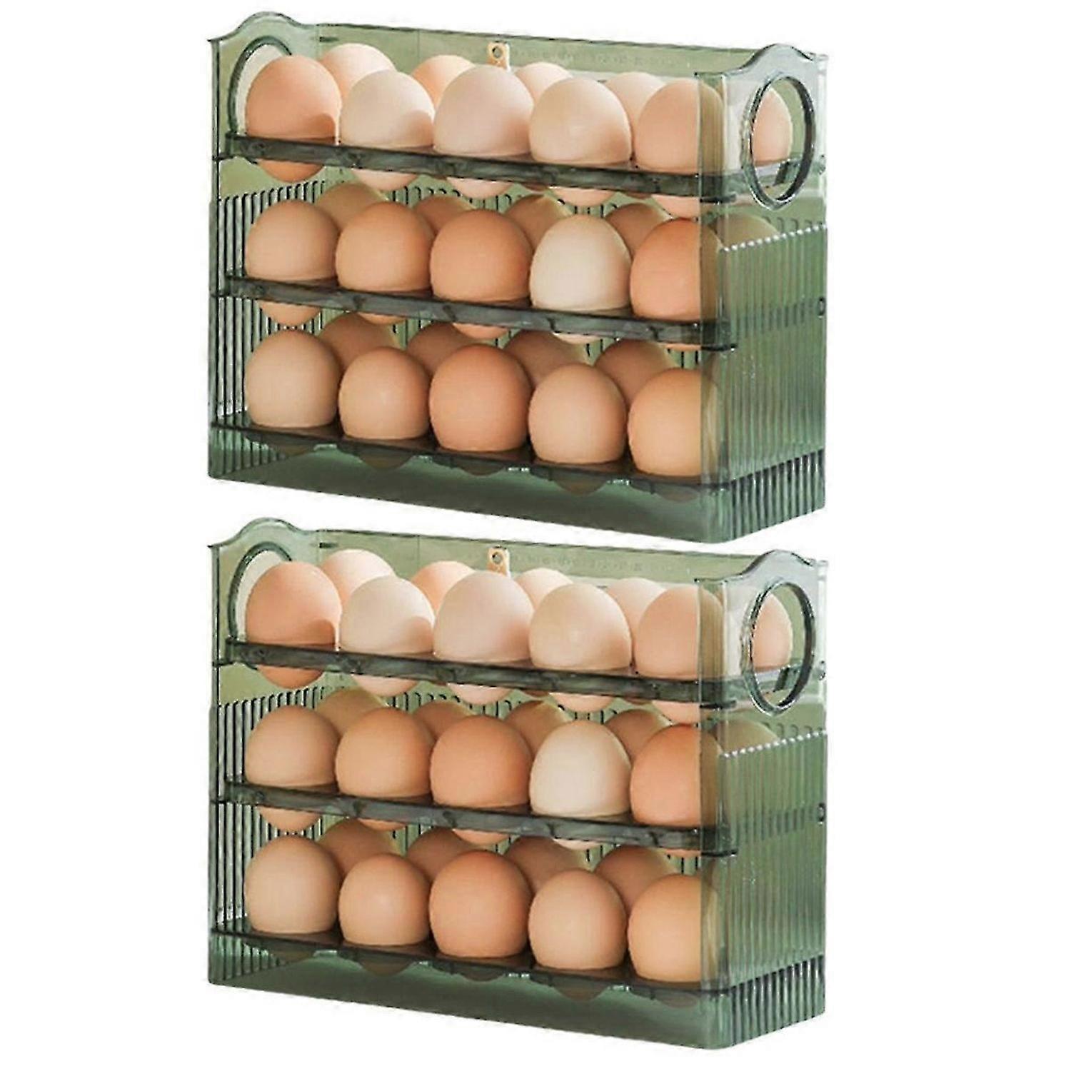 Refrigerator Egg Rack Flip Fridge Door Egg Storage Rack Tray Container Space Saving Egg Storage Box Rack Green