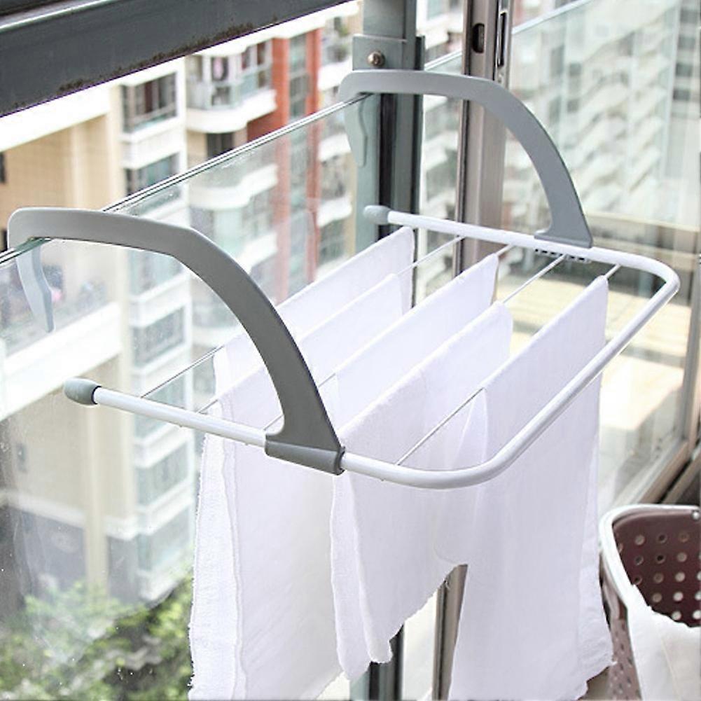 Balcony Retractable Folding Clothes Drying Rack Gray 51.5x34.5cm