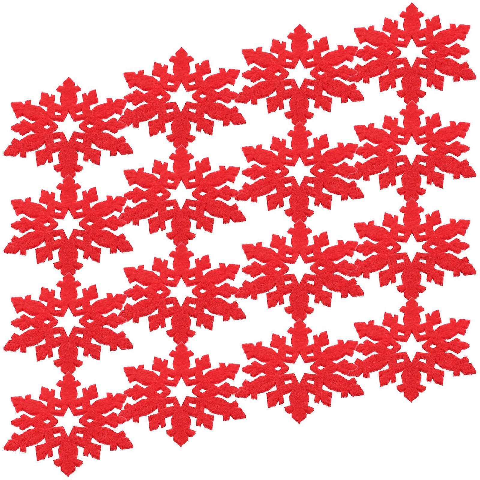 Cup Mat Christmas Coasters Felt for Decor 24Pcs Snowflake Shape