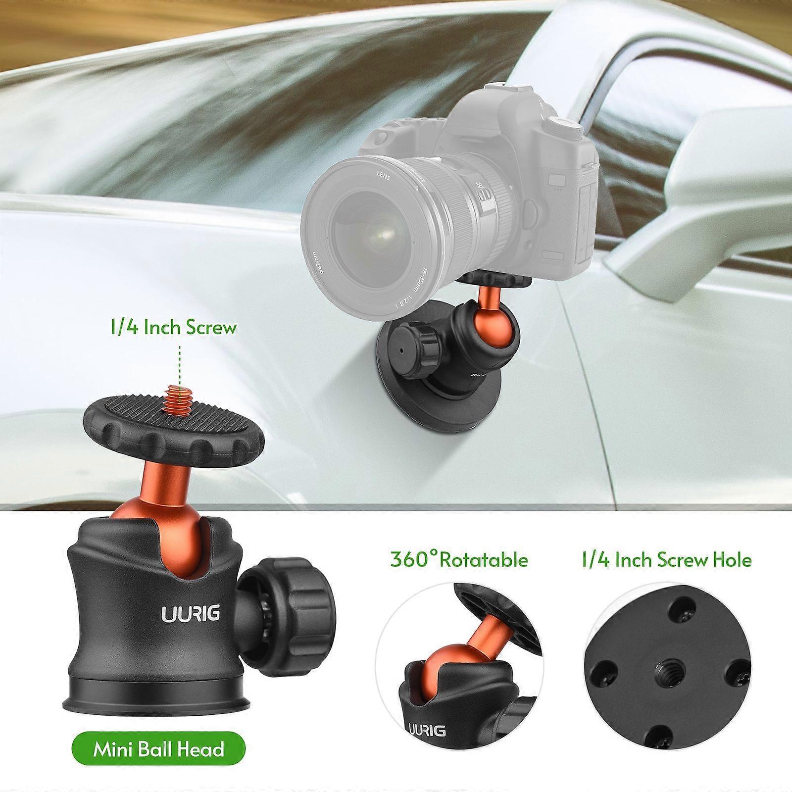 UURIG BH-07 Mini Ball Head Camera Tripod Mount 1/4 Inch Screw with Magnetic Base Sports Camera Mount Adapter Replacement for DJI/ GoPro 11/10/9 Insta3