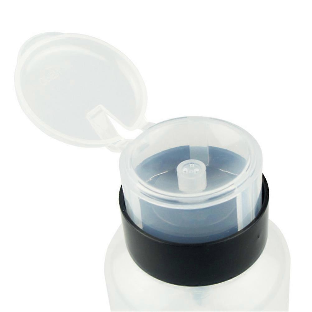 Push Pump Dispenser Bottle Liquid 210ml Lockable Nail Polish Remover Container Transparent for Daily Use 1Set
