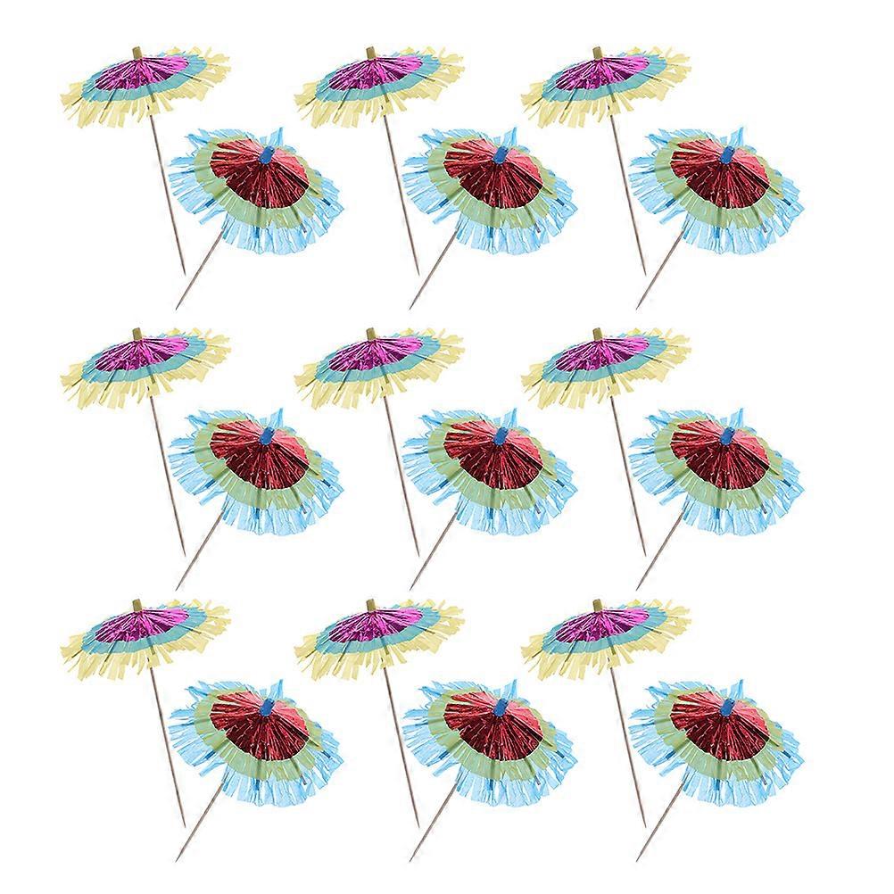 Assorted Color Paper Umbrellas Cake Picks for Party 50Pcs Fruit Drink Picks