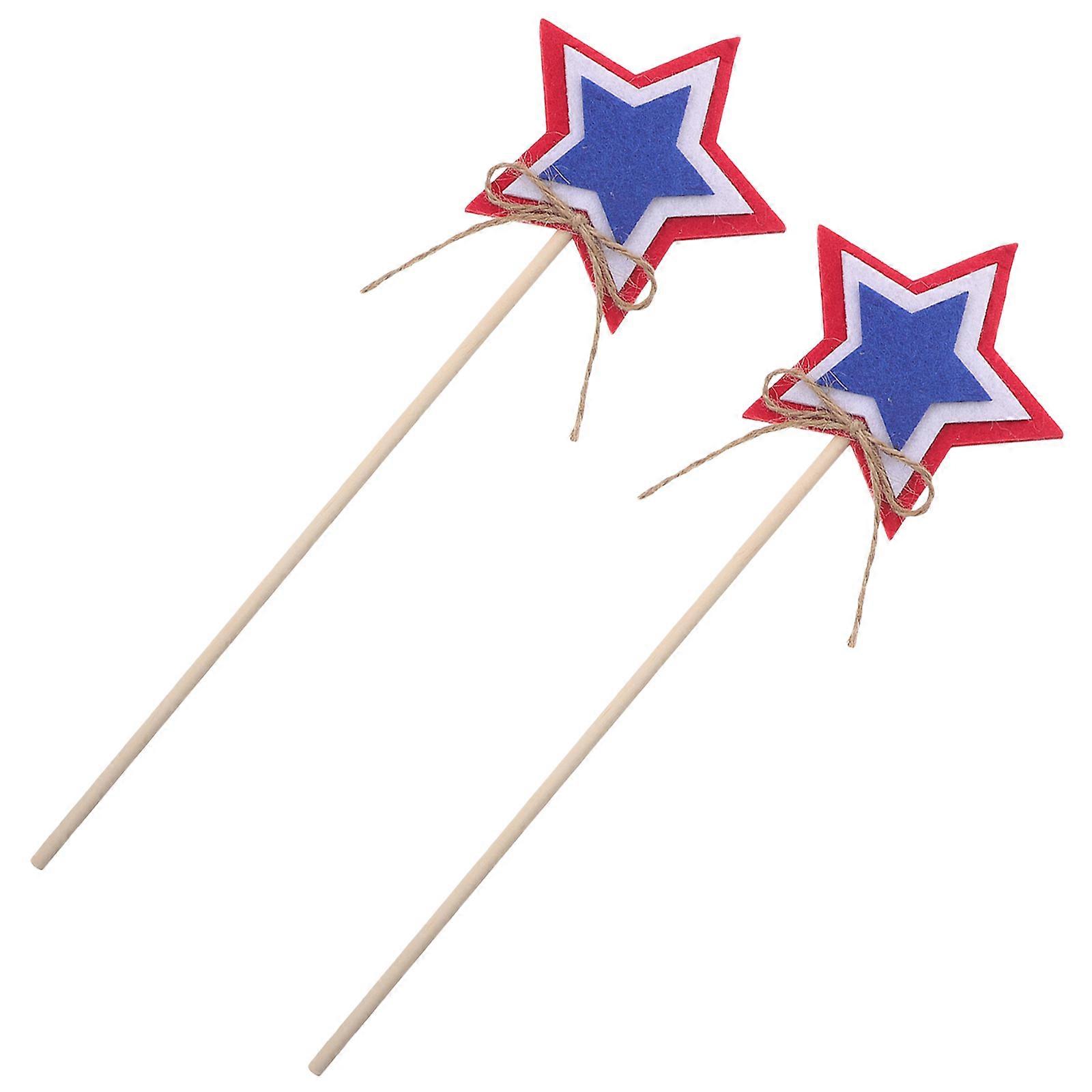 Independence Day Star Fairy Wands for Party Decor 4Pcs Felt Wooden Material