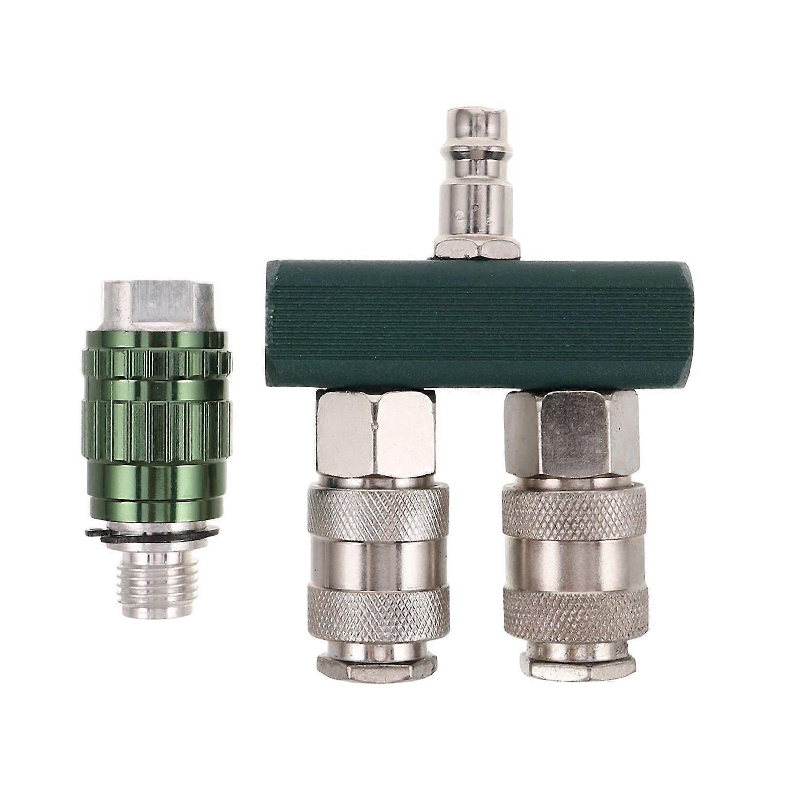 Air Hose Connectors: 2-Way Straight Air Manifold Splitter Line Type Compressor with 2 Couplers and 1/4PT Male Plug Quick Connect Socket Fitting
