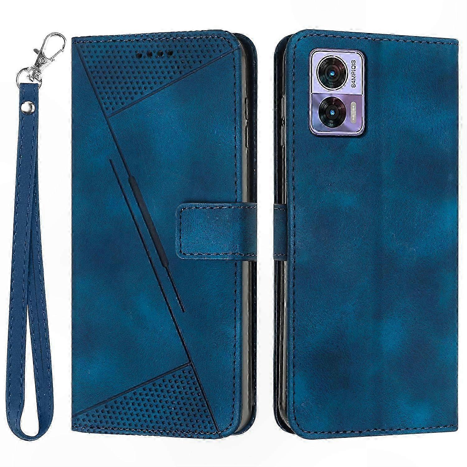Triangle Pattern Leather Wallet Case with Stand Function for 5G Smartphones, Shockproof Protection Cover-Compatible with Edge 30 Neo Model