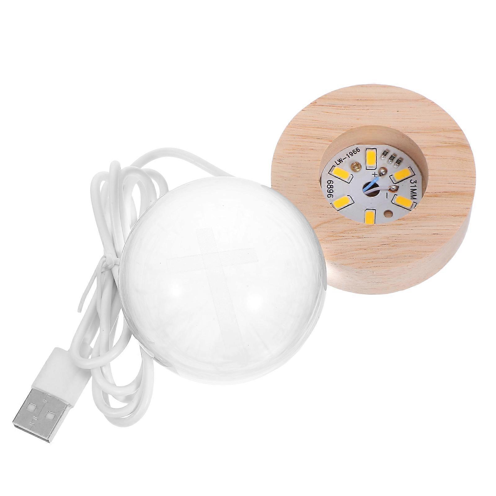 Cross Pattern Crystal Ball 2Pcs LED Night Light with Glass Stand