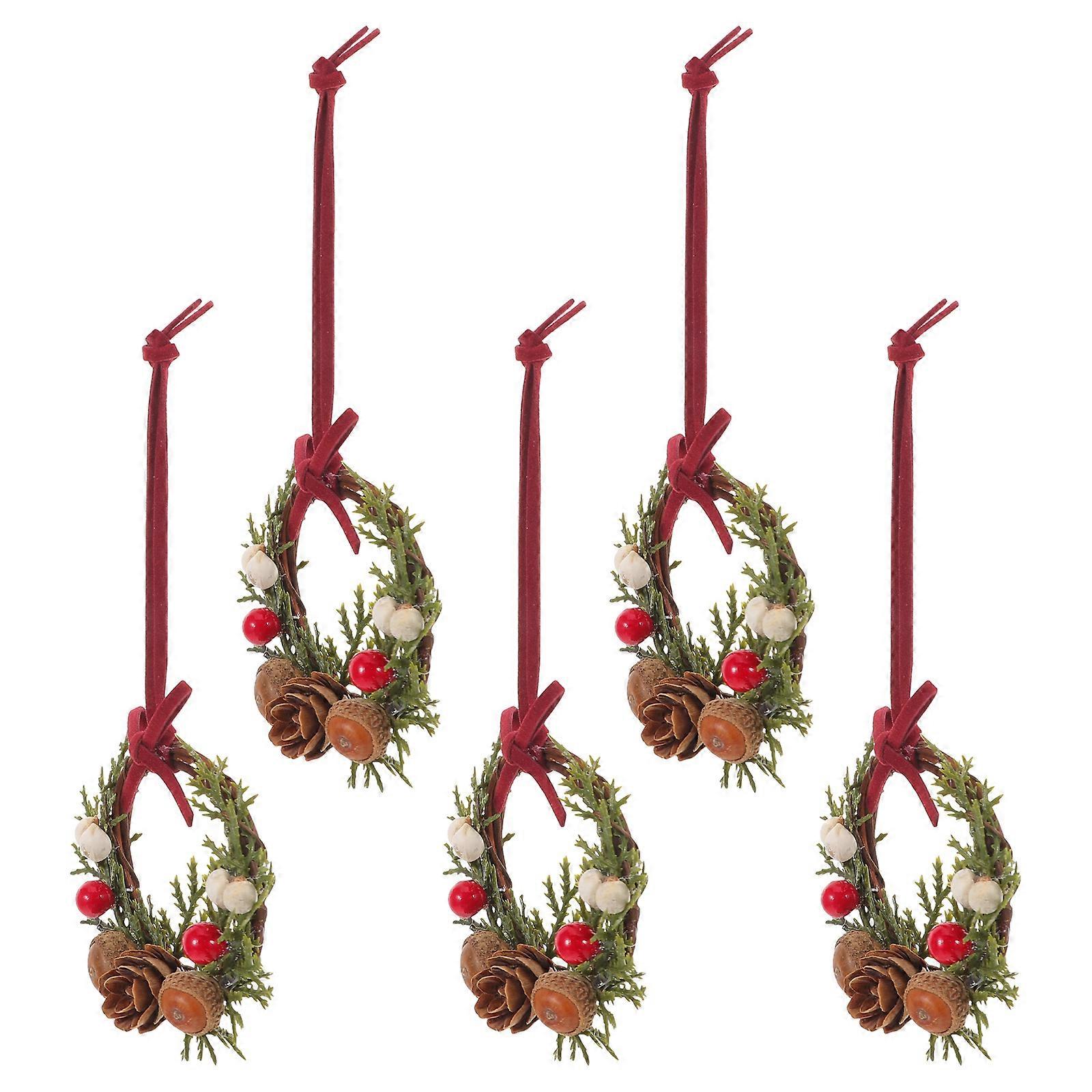 Miniature Christmas Wreaths 20Pcs Artificial Hanging Decoration Suitable For Dollhouses With Oval Shape For Seasonal Display
