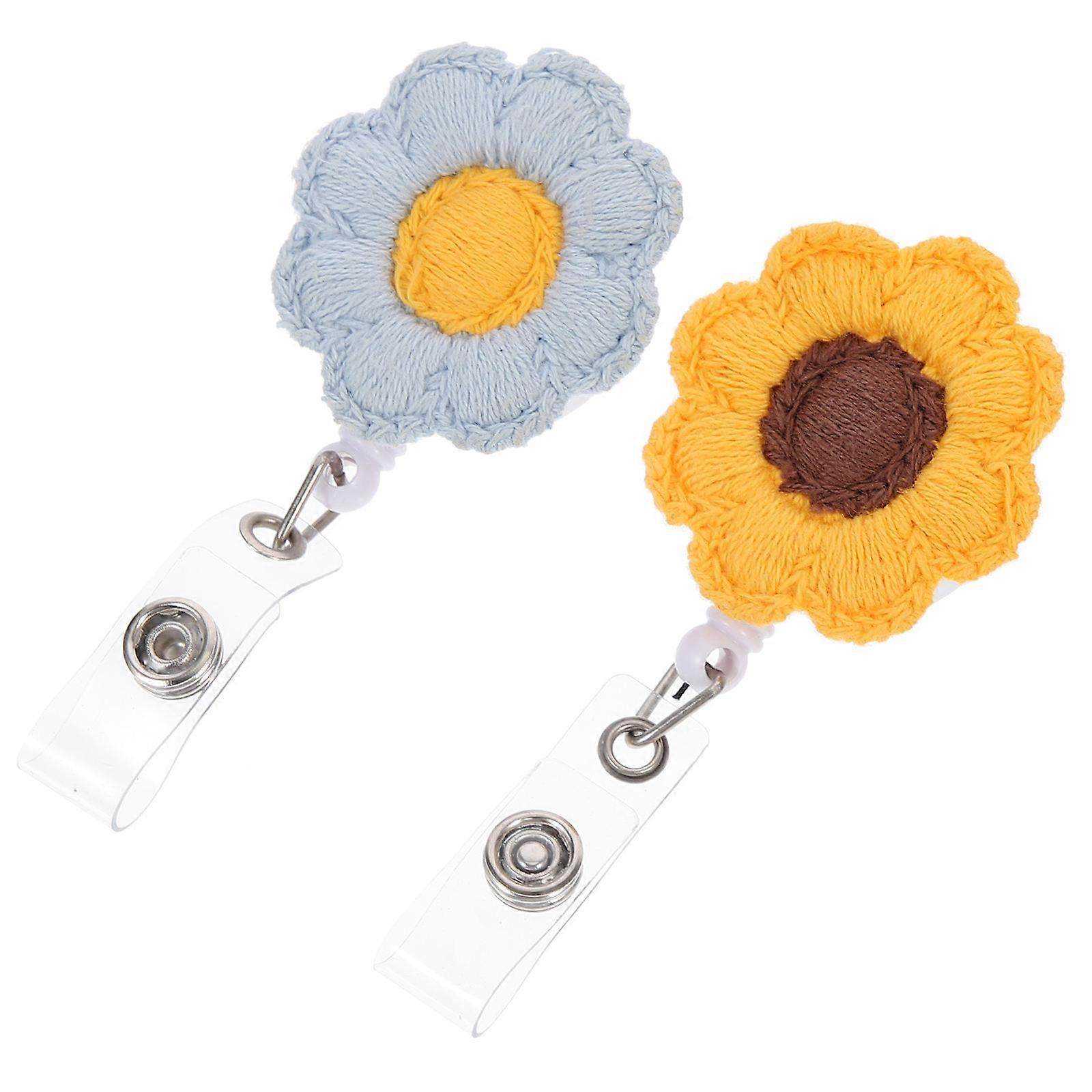 Practical Badge Reel Clip with Sunflower Shape Retractable Badge Holder 6Pcs