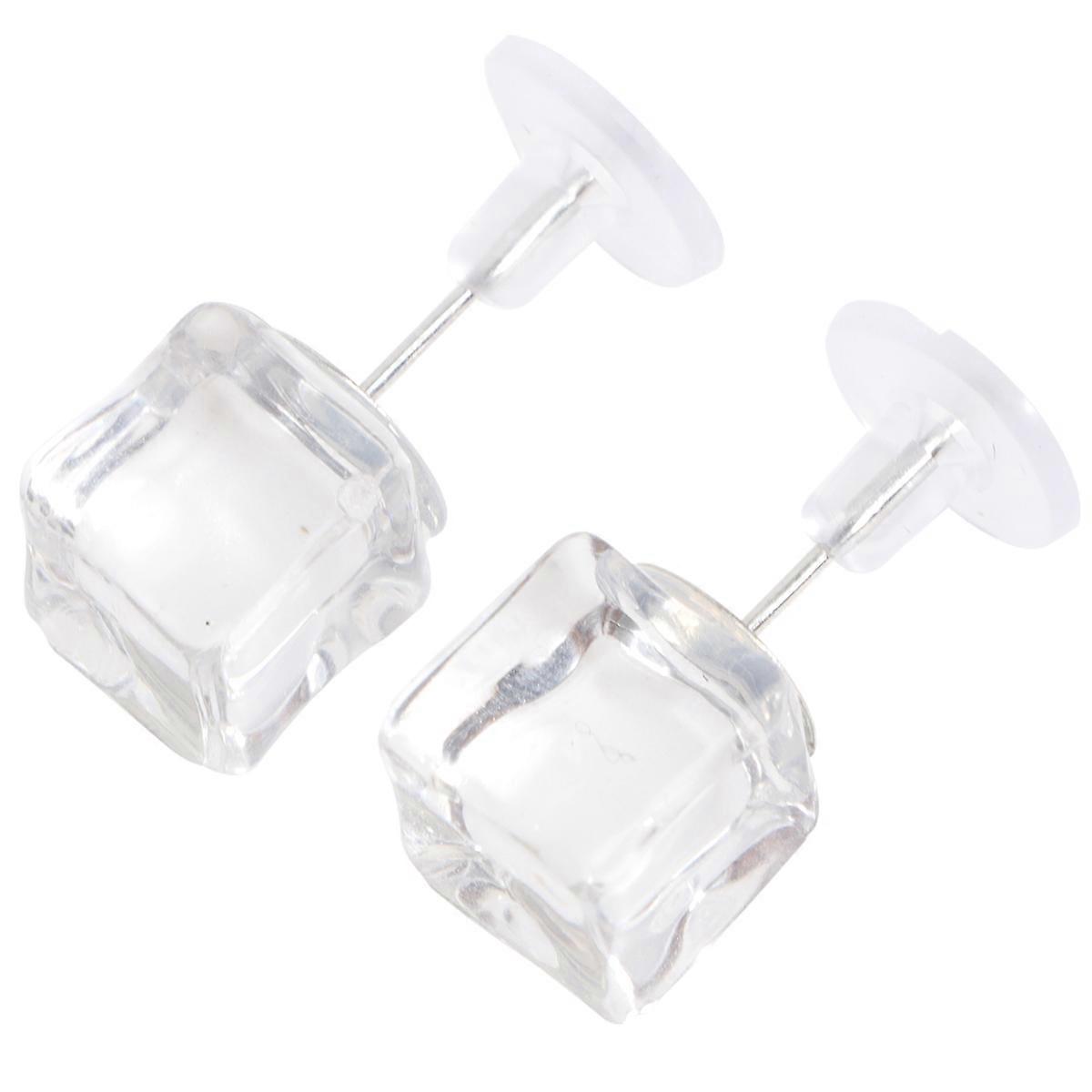 Cube Ear Stud Ice Cube Earring for Decoration 3Pcs White Square Eardrop
