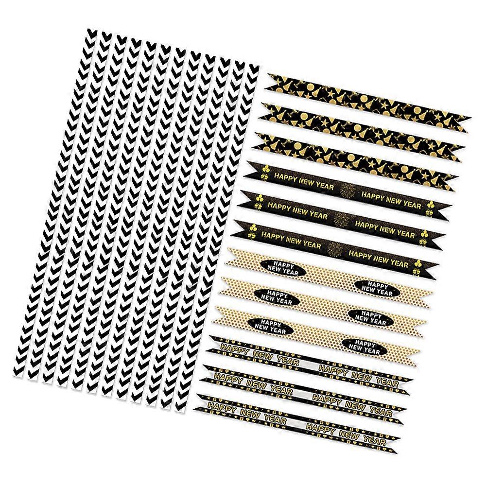 New Year Straw Decal Set for Decorating 4Sets Party Supplies