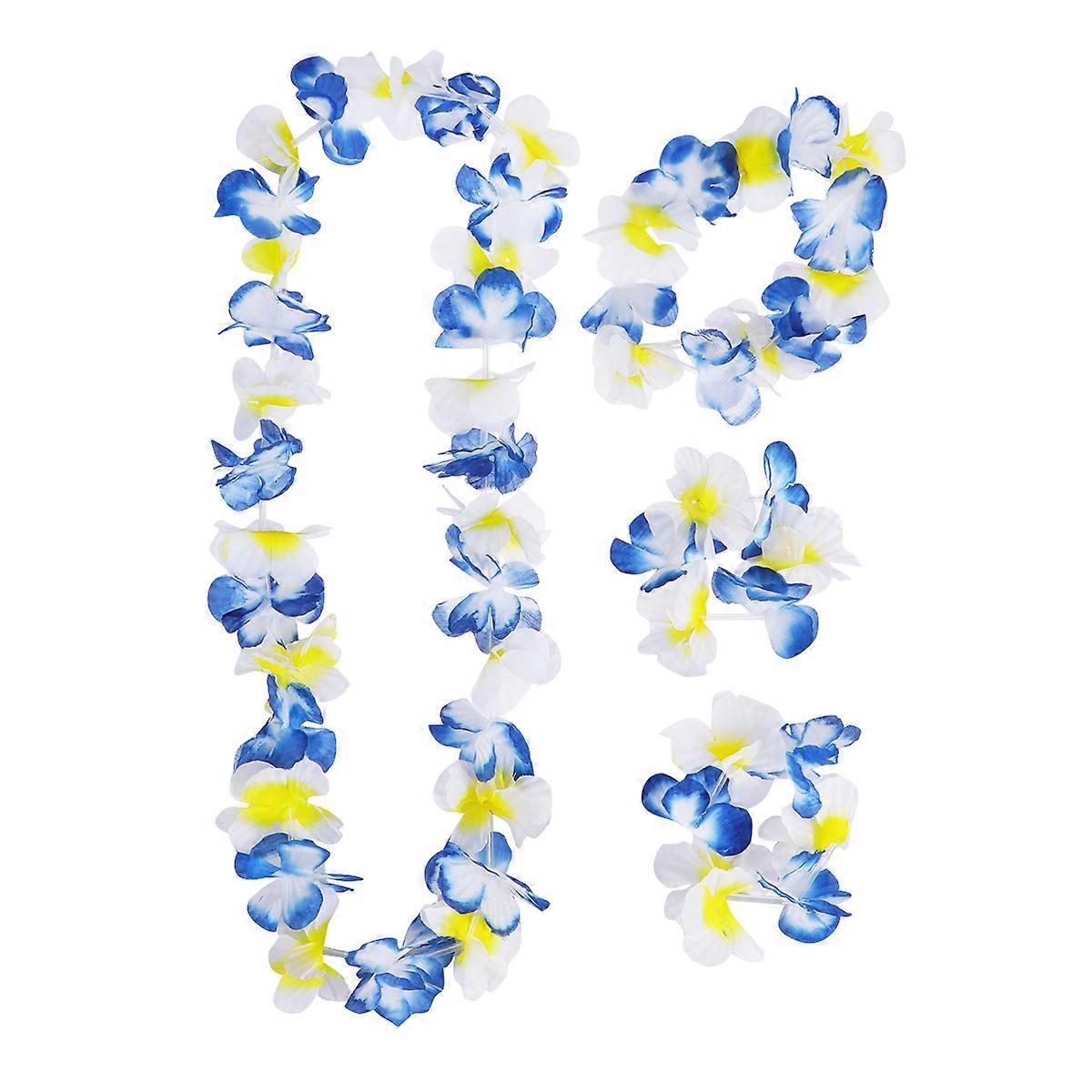 Hawaii Leis Garland Set Dual-Color for Party Use with 3Set Decorations