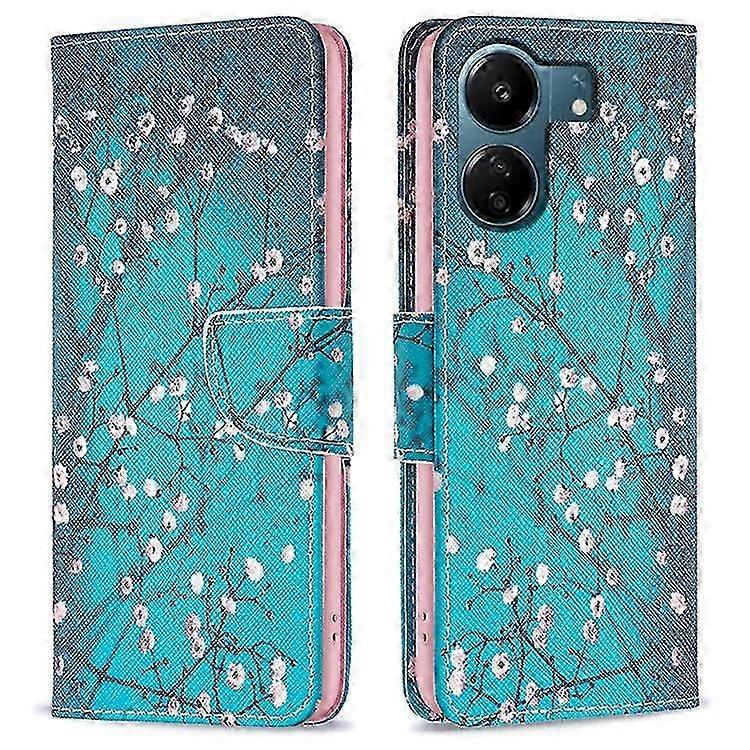 Compatible For Xiaomi Redmi 13C Case PU Leather Pattern Printed Smart Phone Wallet Cover