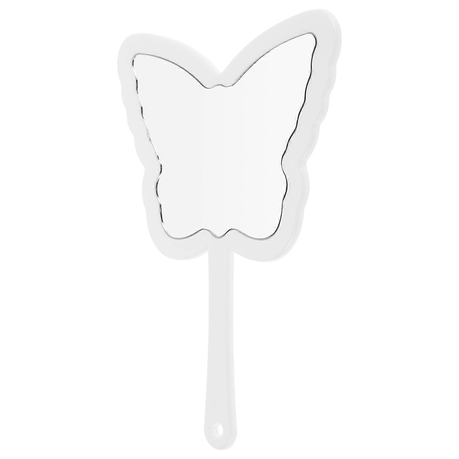 High Clarity Butterfly Makeup Mirror White with Handle 2Pcs Set