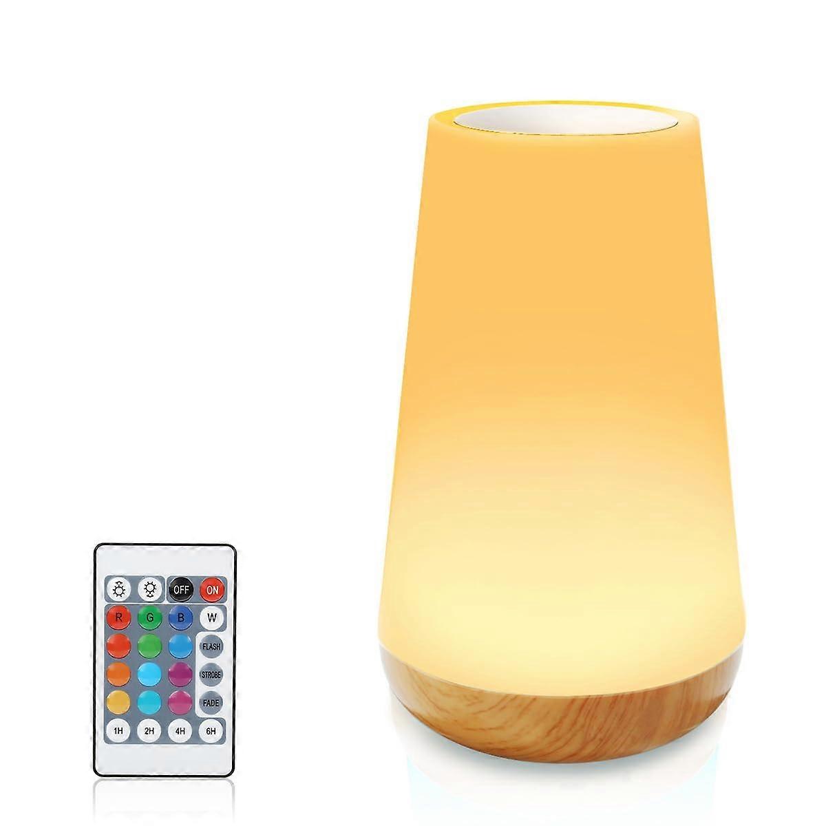 Wood Grain Appearance Remote Control Night Light 7 Color Adjustable Small Size Modern Style For Baby Room Dining Table