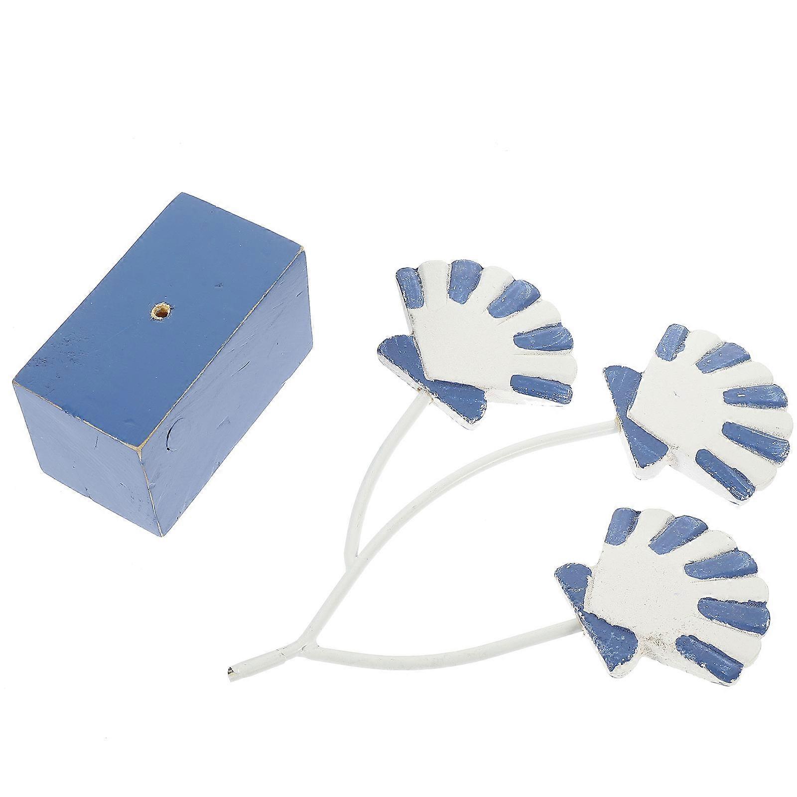 3Pcs Blue Nautical Style Shell Decor for Decorating Wooden Ornament