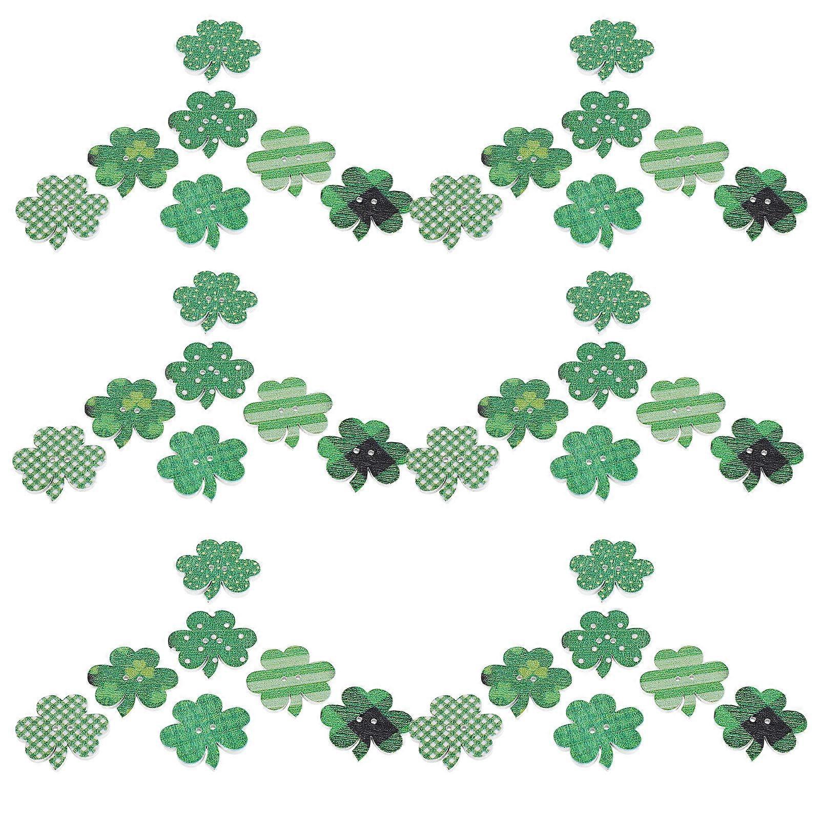 Unique 100 Pcs Shamrock Design Buttons For DIY Projects And Party Decorations Durable Wooden Accessories For St Patrick's Day Celebrations