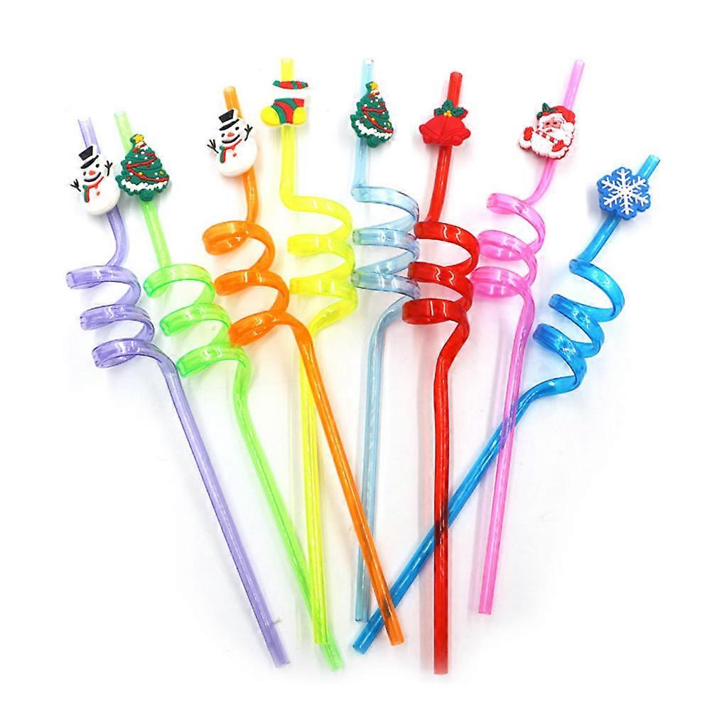 Assorted Color Beverage Use Straws Curly Shape Fun Party Decorations 20Pcs