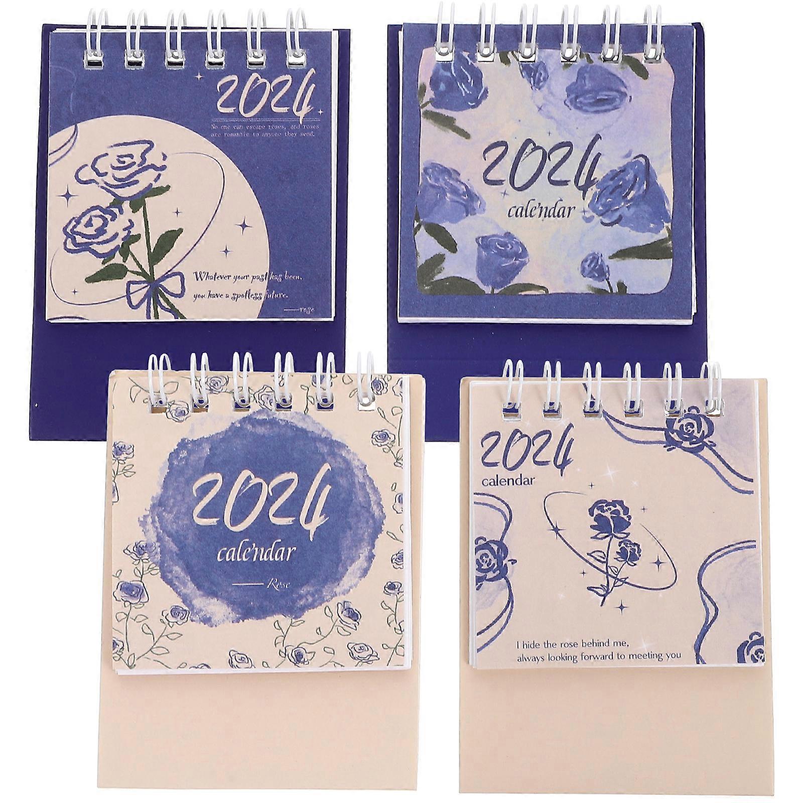 Simple Style Standing Desk Calendar For Students 20Pcs 7x6.5x0.5cm Decorative 2024 Time Management